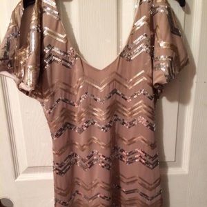 Pink chevron sequin dress